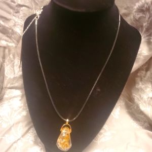 Handmade yellow/gold resin pendant